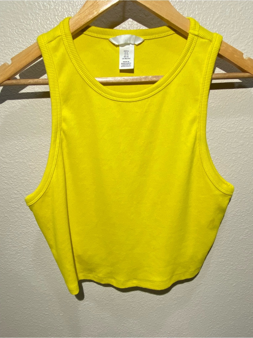H&M Yellow Ribbed Crop Tank Top